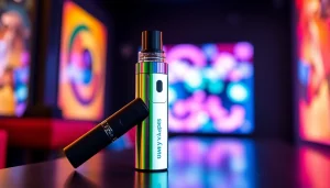 Showcase vibrant Dummy Vapes disposable vape with unique design against a colorful backdrop.