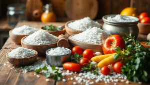 Salting fresh vegetables with coarse salt for preservation and flavor enhancement