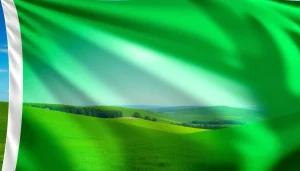 Showcase custom flags Ireland featuring a beautifully designed Irish landscape with vibrant colors.