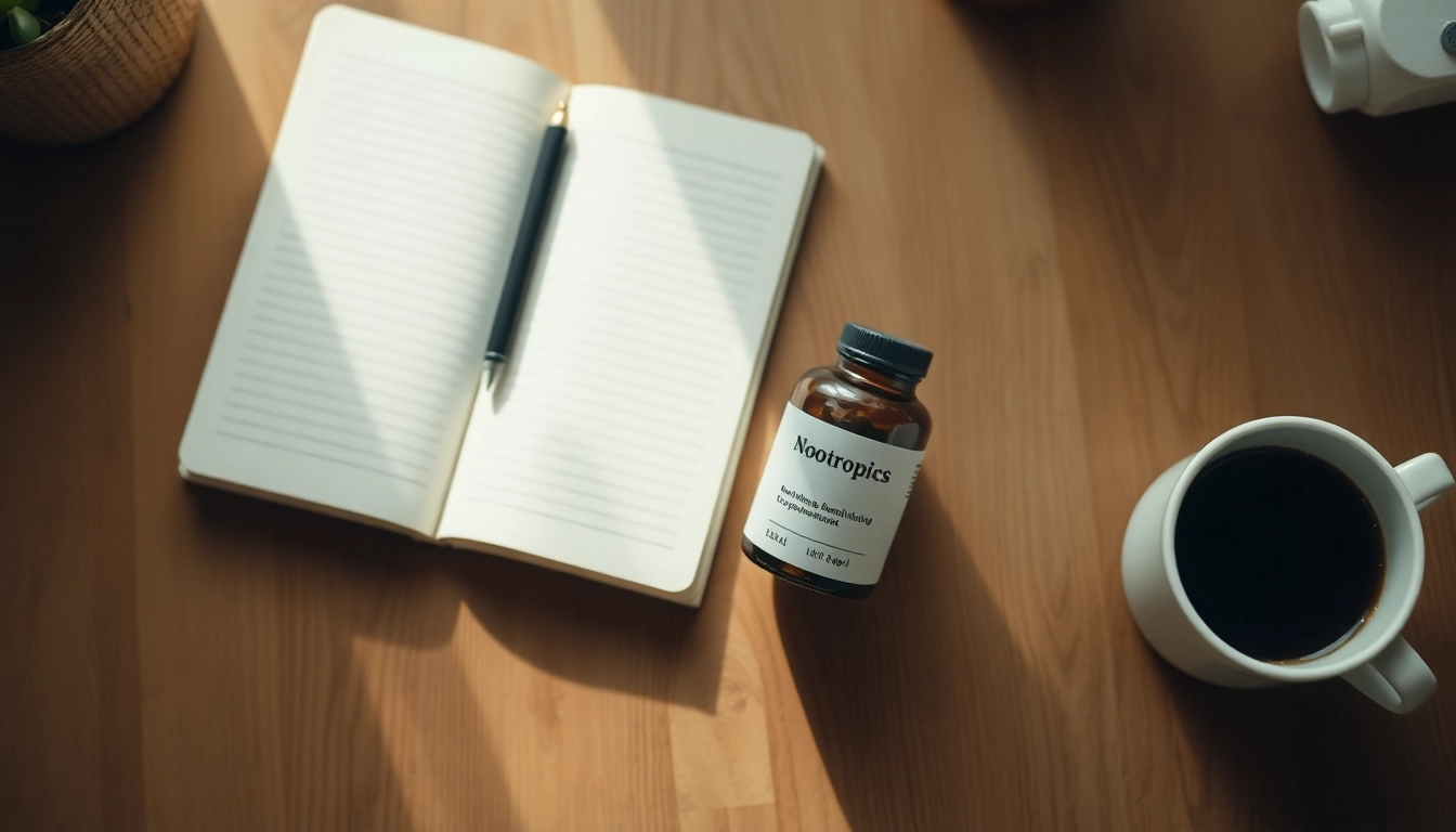 Boost productivity with nootropics in a stylish setup with natural elements.