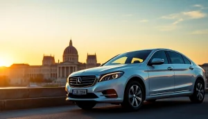 Experience a cheap chauffeur service Budapest in a stylish vehicle amidst stunning city views.