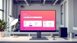 Create Shopify bulk discount code generator on a computer screen within a modern office environment.