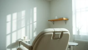 Behandlung in einer modernen ästhetischen Klinik mit entspannender Umgebung.