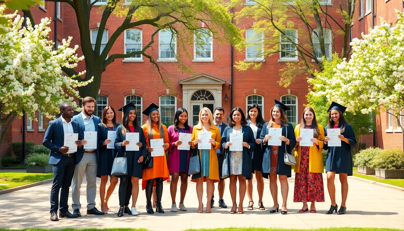 Celebrating diversity among graduates proudly showcasing their original university degree UK certificates.