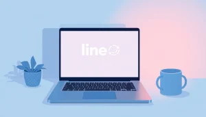 Showcase the line下载電腦版 interface on a laptop, highlighting its functionality and design.