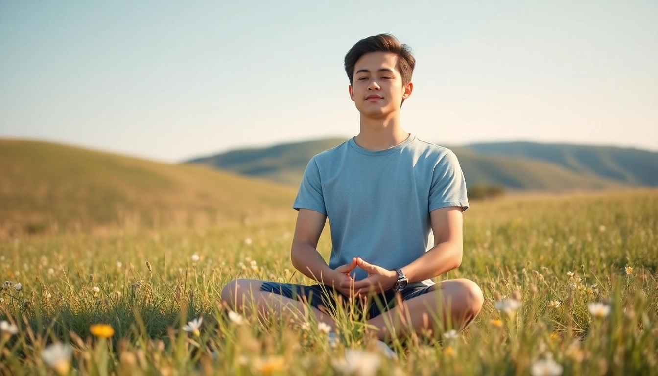 Person practicing mindfulness in a serene setting, focusing on dealing with anxiety peacefully.