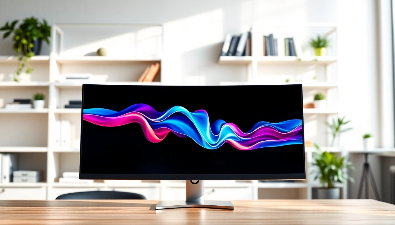 Engaging workspace with a detailed monitor display and sleek design features.