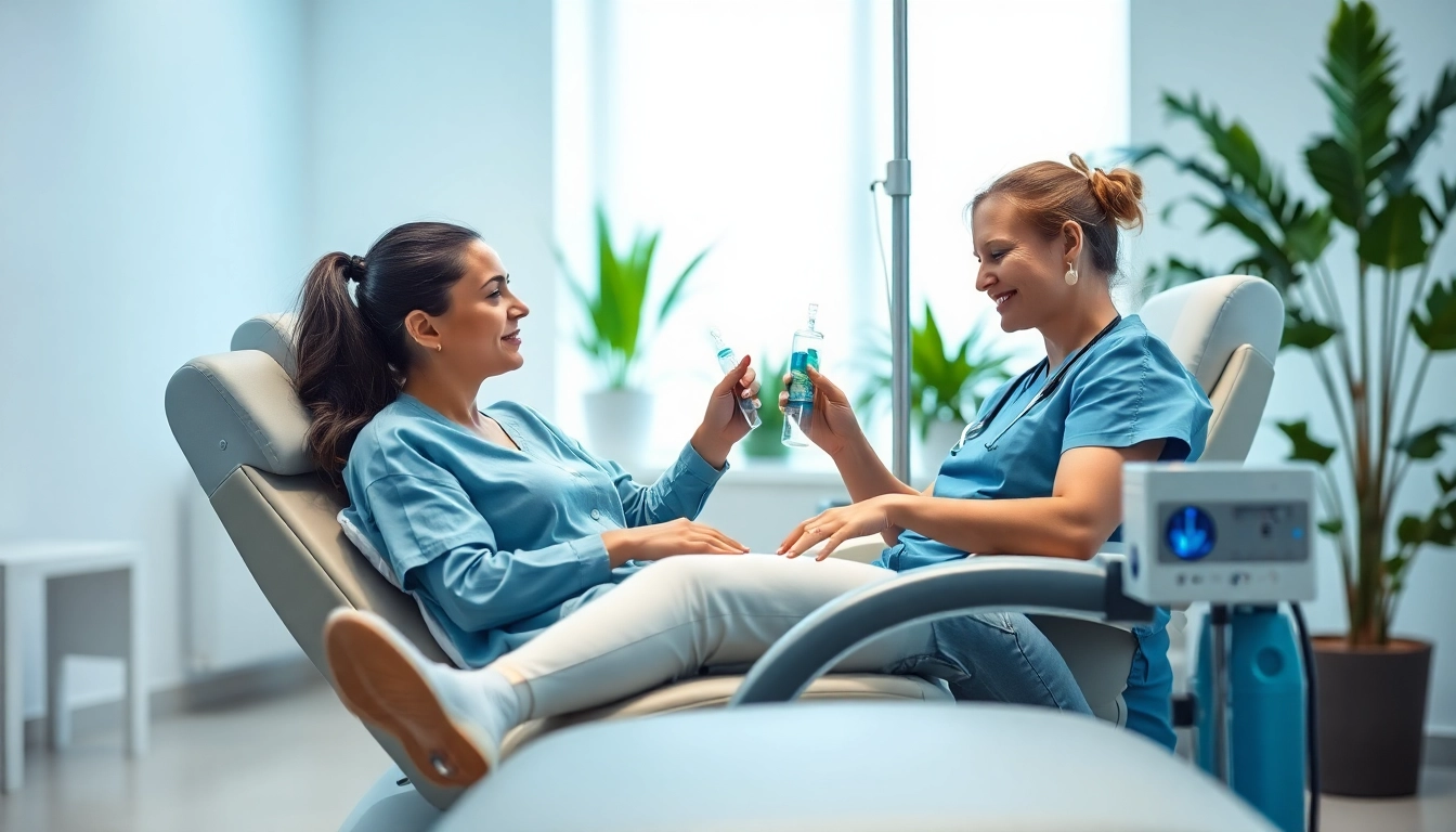 NAD+ IV therapy near me shown in a soothing healthcare environment with professional care.