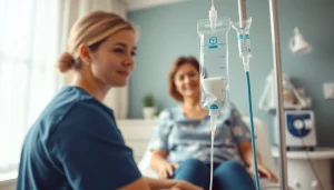 Patient receiving IV Therapy in a modern clinic, showcasing personalized care and professionalism.
