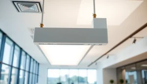 Showcasing LED Batten Fixture Customized in a modern office setting, highlighting design and functionality.