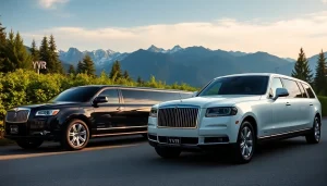 Elegant YVR Limos at Vancouver Airport, showcasing luxury and style in a scenic setting.