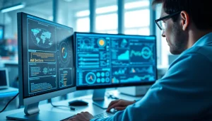 Analyze text for authenticity using ai detection tools in a high-tech workspace setting.