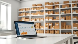 Optimize your Amazon FBA wholesale setup with a professional office environment featuring products and analytics.