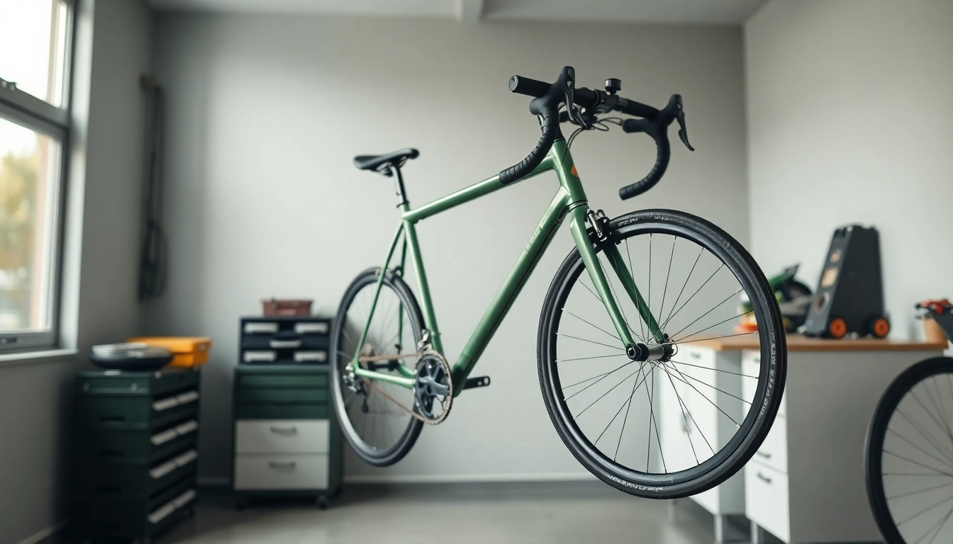 Securely mounted bike wall mount showcasing an elegant design in a modern garage.