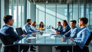 Collaborative professionals discussing strategies for amazon business wholesale in a modern office.
