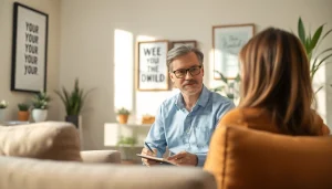 Engaging session with an attachment theory specialist supporting a client in a tranquil setting.