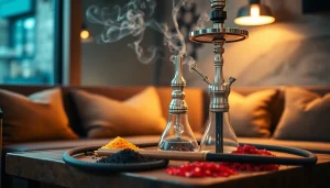 Enjoy a high quality hookah experience with this beautifully designed setup featuring vibrant shisha flavors.