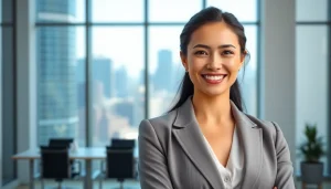 Capture of Company Headshots showcasing a confident businesswoman in an office